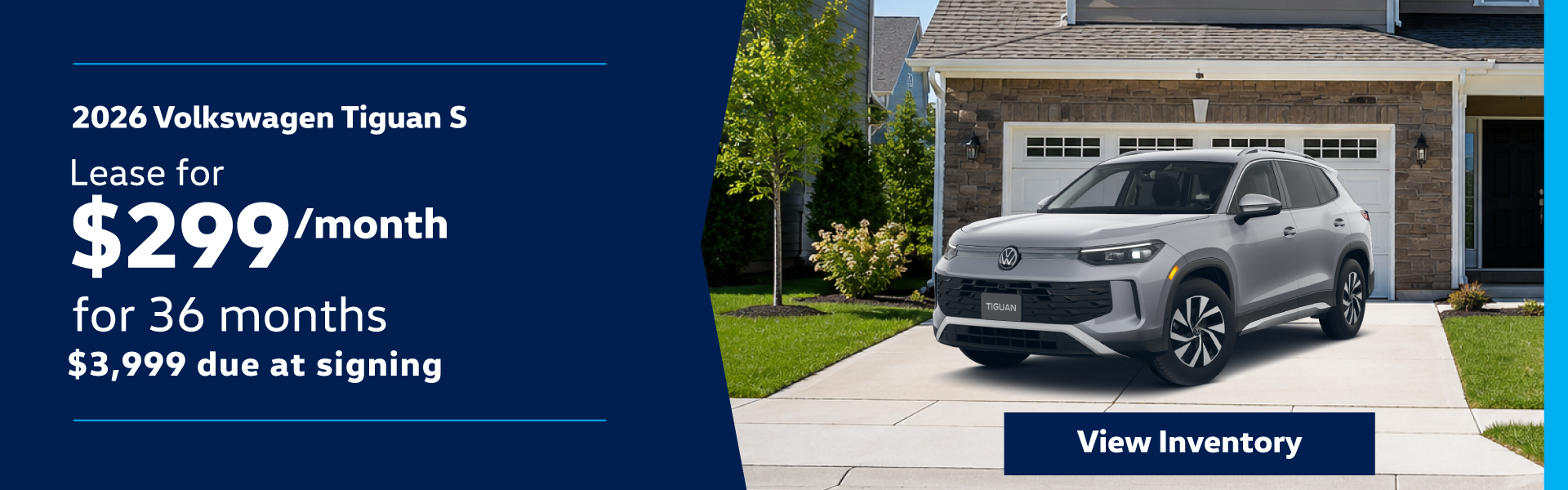 2026 Volkswagen Tiguan S Lease for $299 per month for 36 mon